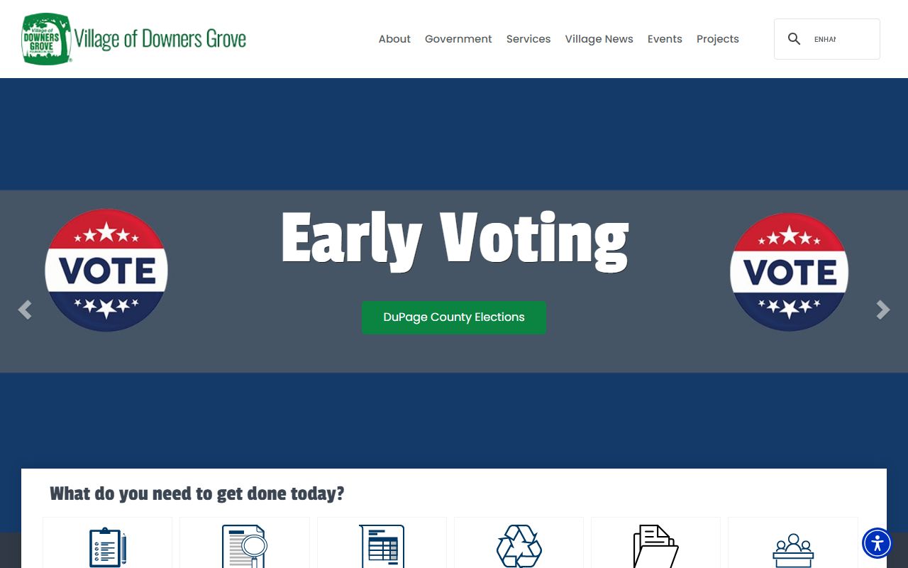 Village of Downers Grove website for local government information