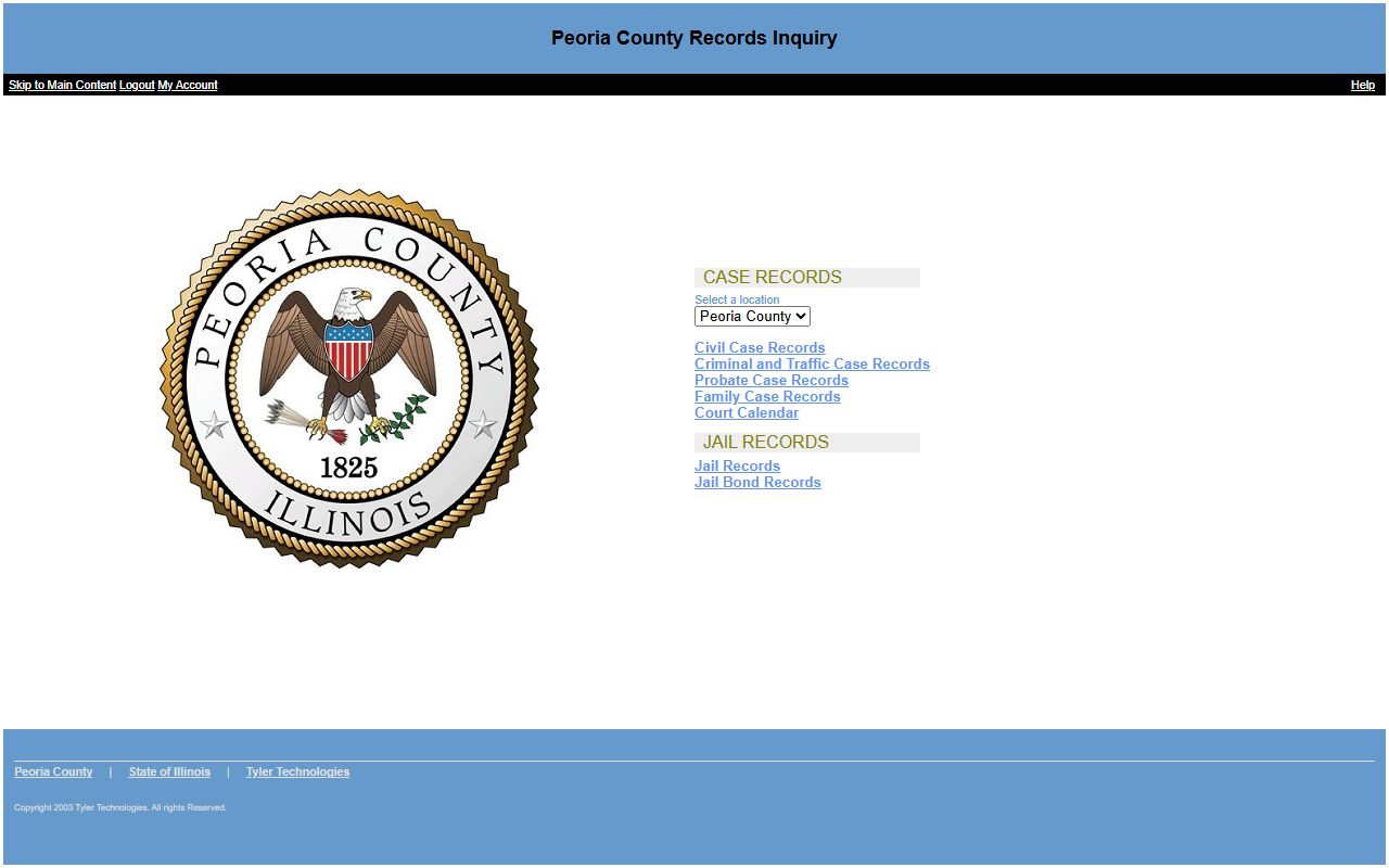 Peoria County online case search portal for probate court records