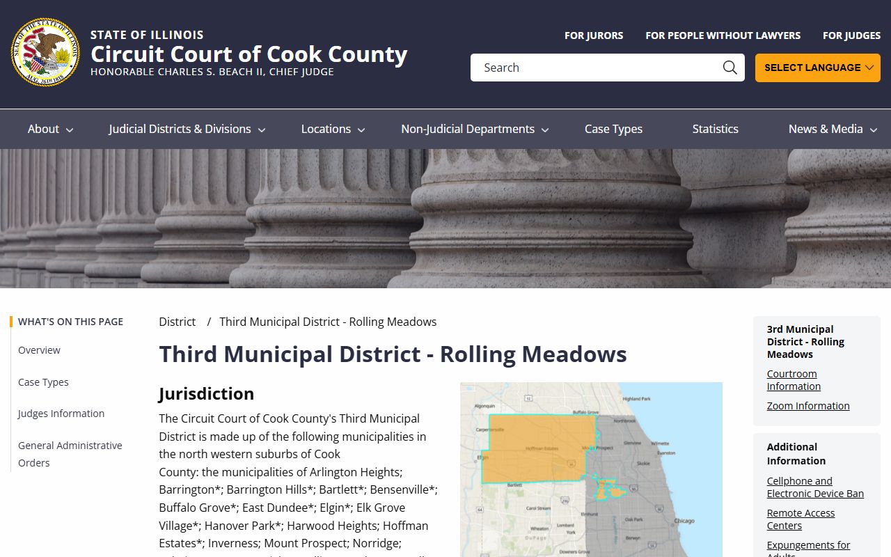 Third Municipal District Rolling Meadows page for Schaumburg probate court records
