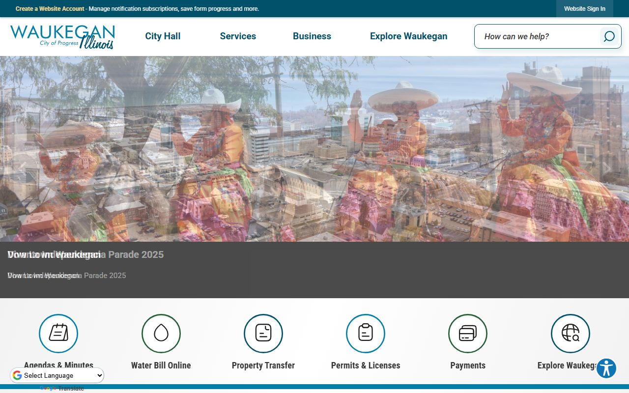 City of Waukegan website with local resources for probate court records access