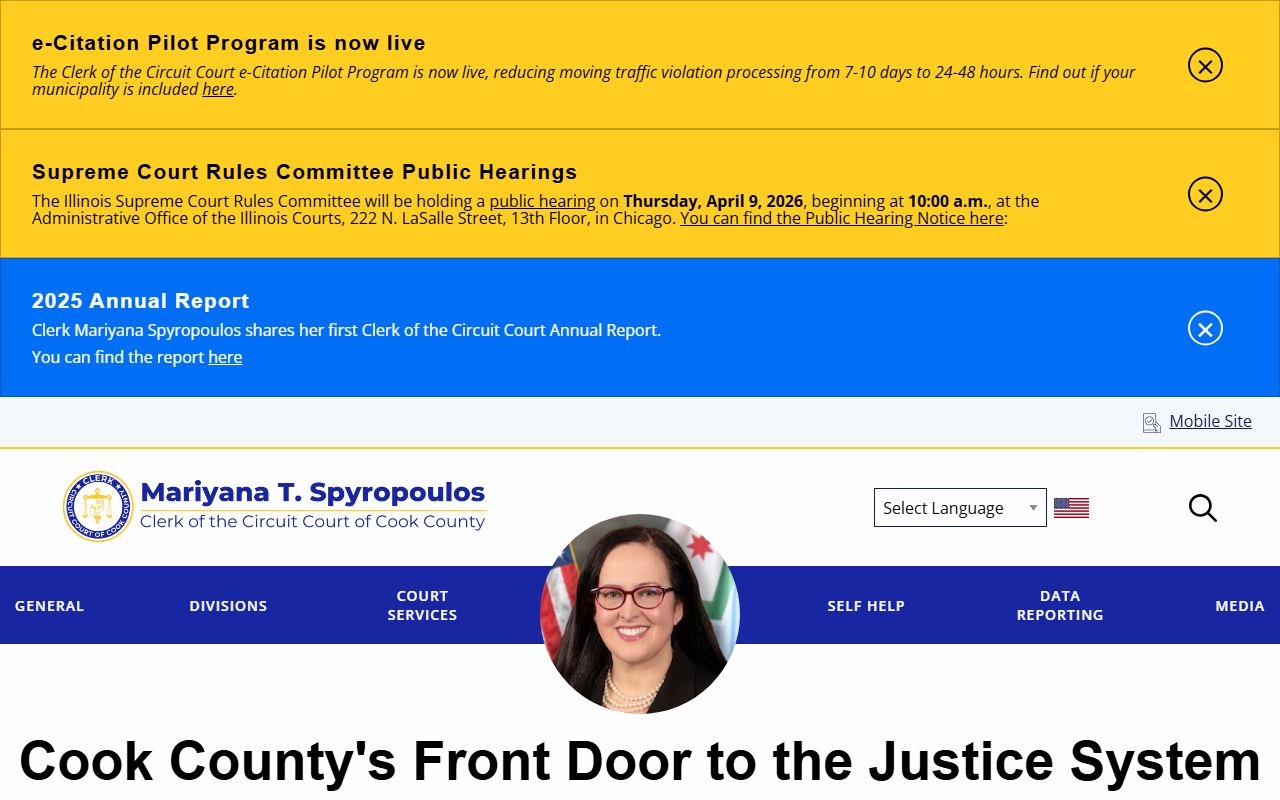 Cook County Circuit Clerk homepage for probate court records