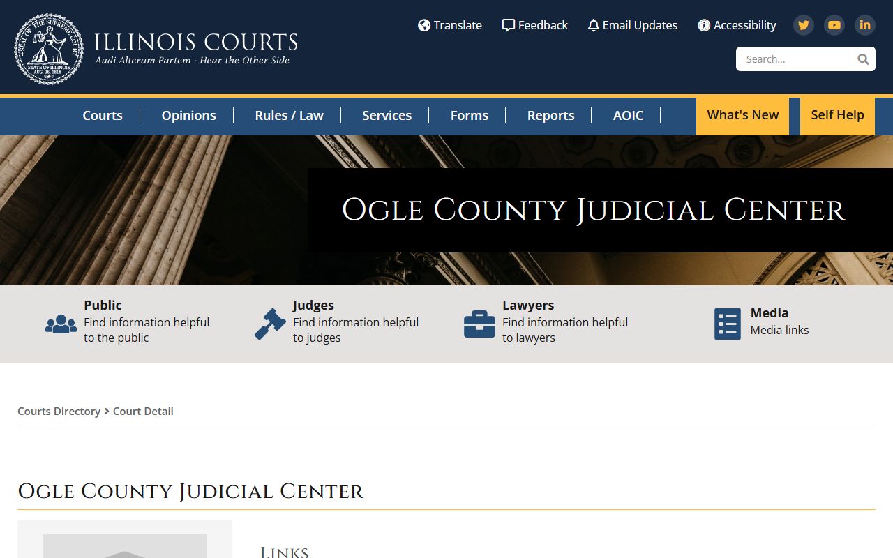 DeKalb County Courthouse on the Illinois Courts directory for probate court records