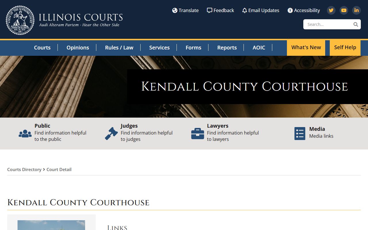 Kankakee County Courthouse on the Illinois Courts directory for probate court records