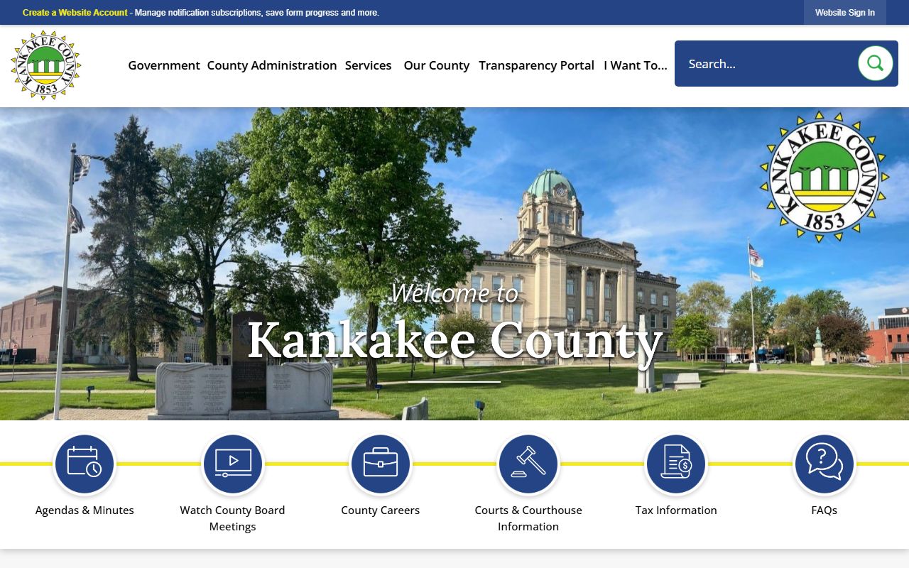 Kankakee County government website homepage