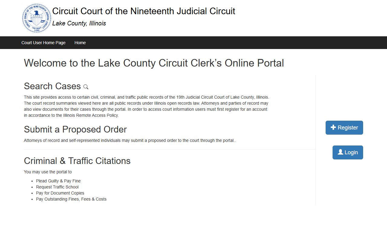 Lake County public portal for searching probate court records online