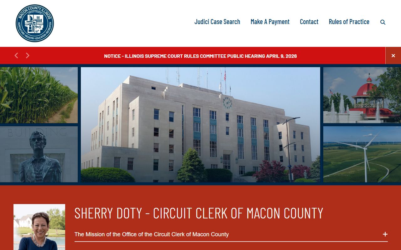 Macon County Circuit Clerk homepage for Decatur probate court records