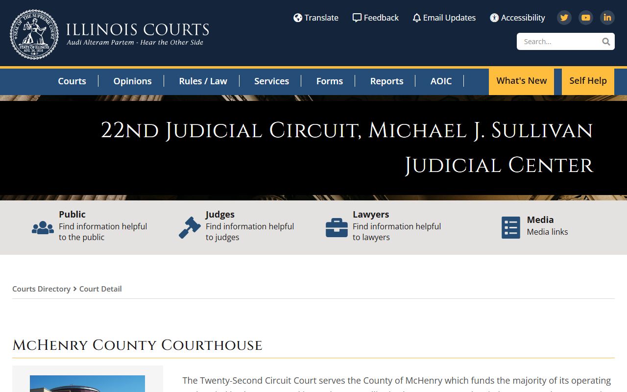 Illinois Courts directory page for McLean County probate court records