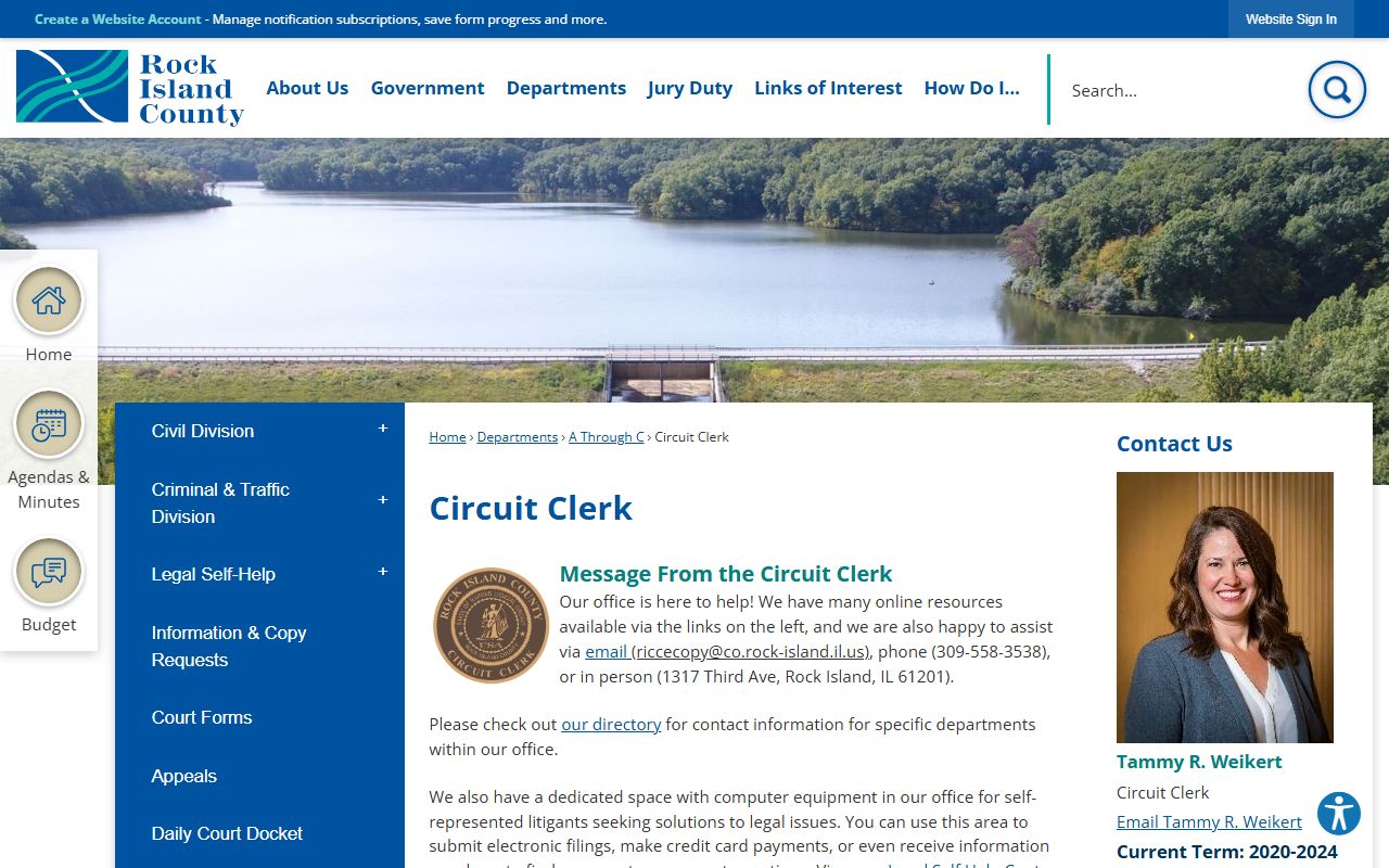 Rock Island County Circuit Clerk office page for probate court records