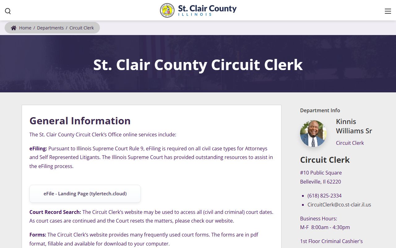 St. Clair County Circuit Clerk website for probate court records