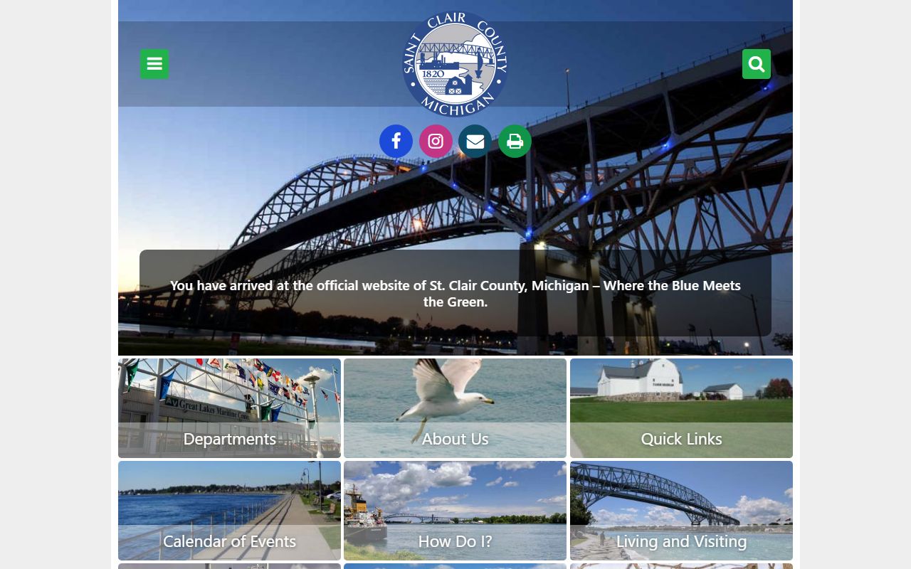St. Clair County government website homepage