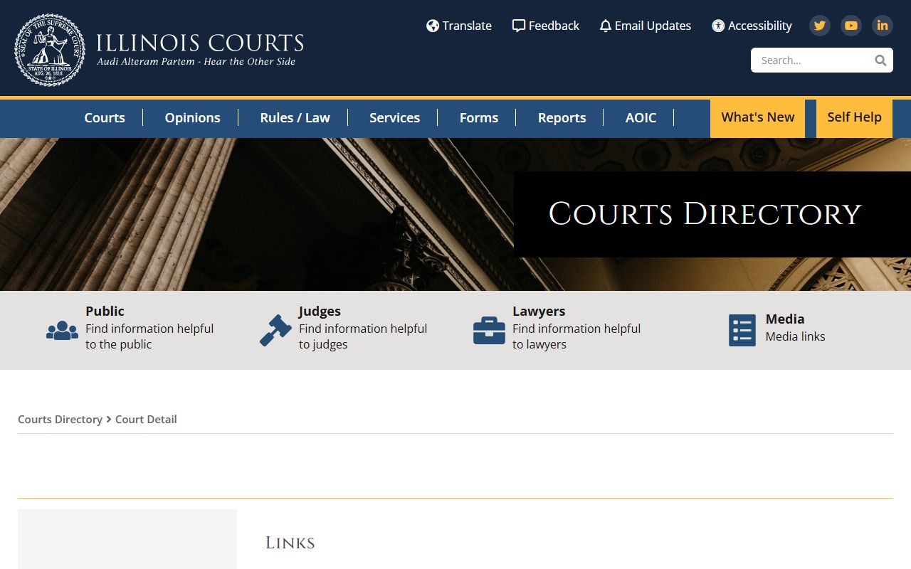 Illinois Courts directory listing for Tazewell County Courthouse and probate court records