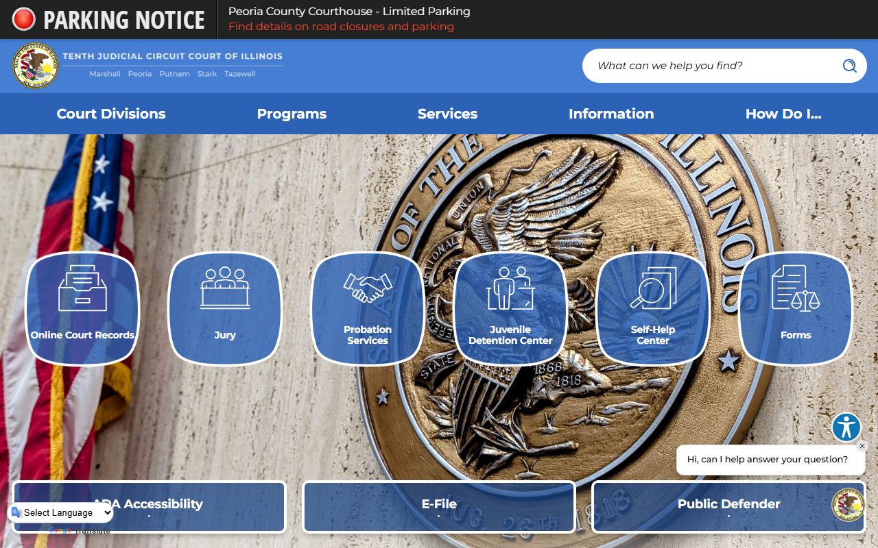 10th Judicial Circuit Court website for Tazewell County probate court records
