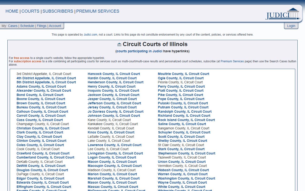 Judici.com portal for searching Illinois probate court records